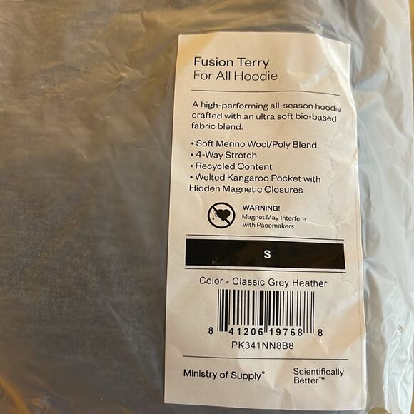 Ministry of Supply Fusion Terry For All Hoodie Classic Grey Heather Unisex S NWT - Picture 8 of 12